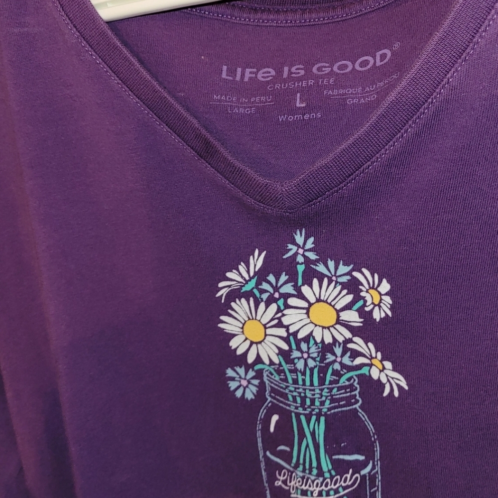Life is Good Purple T-Shirt with Floral Design